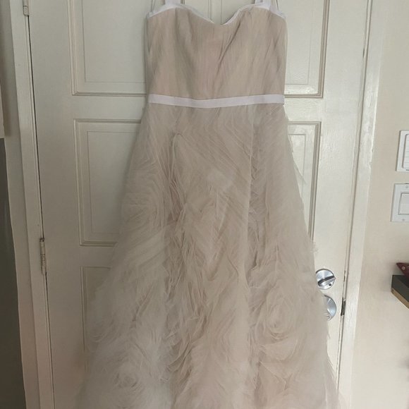 Marchesa Notte Sleeveless Textured Tulle Tea Lengt - Picture 3 of 7